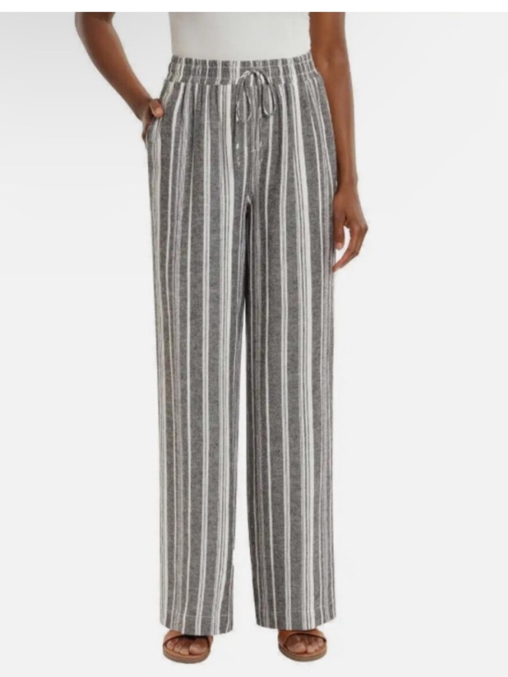 Briggs Linen Blend Pant Dark Blue and White Stripe 30-in inseam Women's